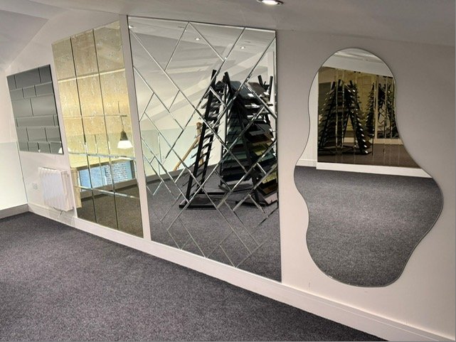 Mirror feature wall displays